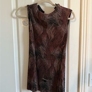 Vintage Printed Sleeveless Top with built in belt embellishment